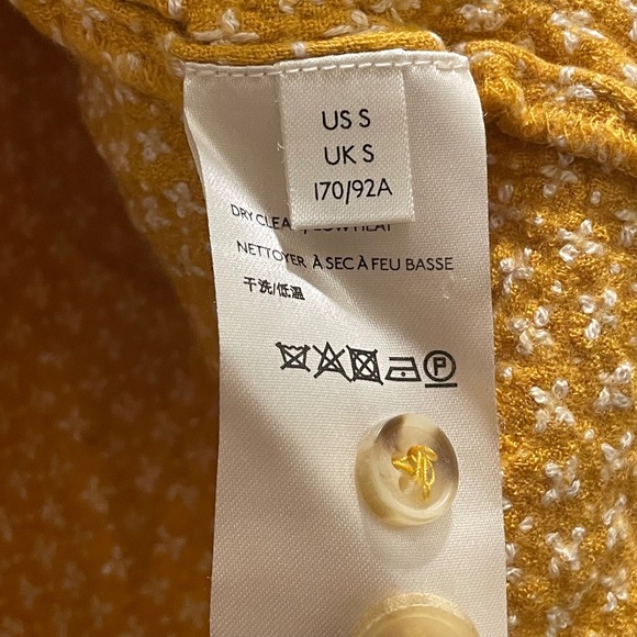 Anthropologie Mustard Yellow Embroidered Back Button Wool Blend Top Small - Picture 6 of 7